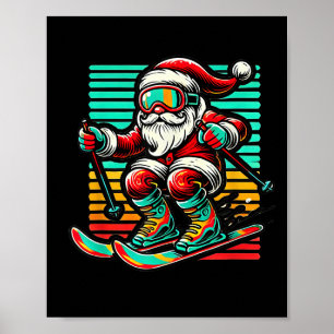 Retro Santa Claus - Christmas Skiing  Poster