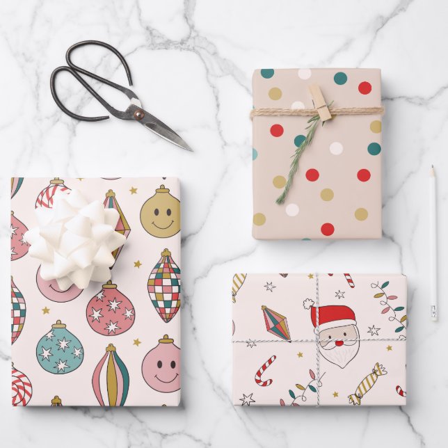 Retro Santa Claus Christmas  Wrapping Paper Sheet (Front)