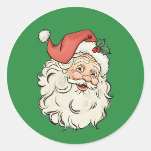 Retro Santa Claus Classic Round Sticker