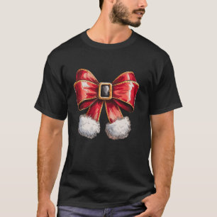 Retro Santa Claus Coquette Bow Christmas Girly Wom T-Shirt