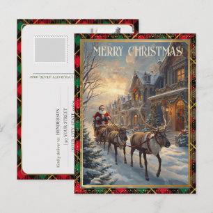 Retro Santa Claus Custom Address Classic Christmas Holiday Postcard