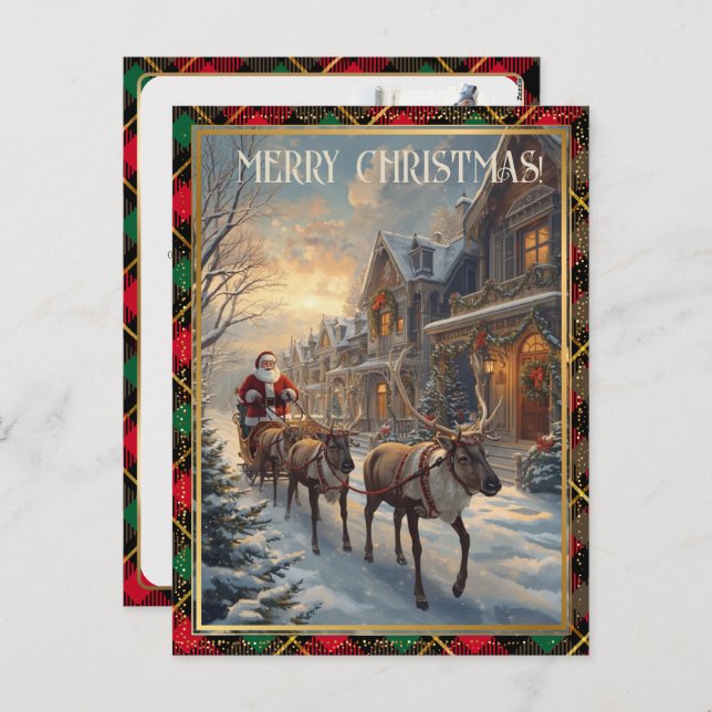 Retro Santa Claus Custom Address Classic Christmas Holiday Postcard (Front/Back)