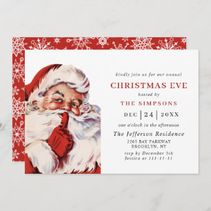 Retro Santa Claus Holiday CHRISTMAS EVE Invitation