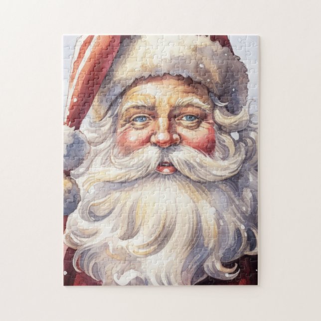 Retro Santa Claus in a Red Hat Christmas Jigsaw Puzzle (Vertical)