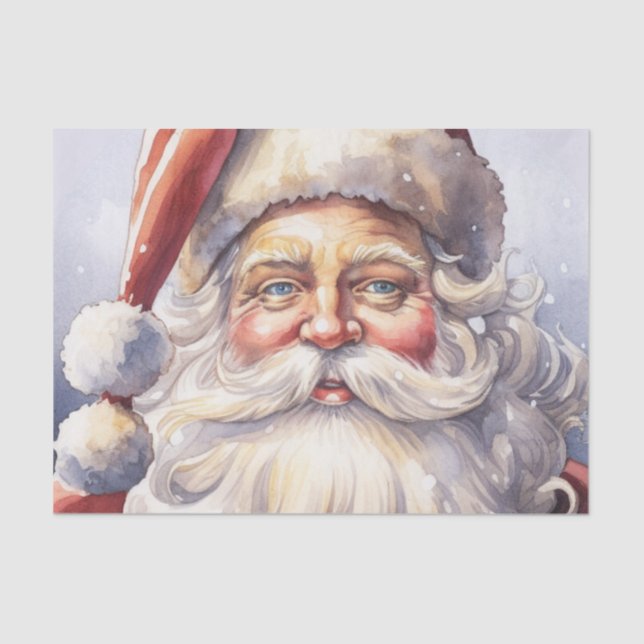 Retro Santa Claus in a Red Hat Christmas Tissue Paper (Front)