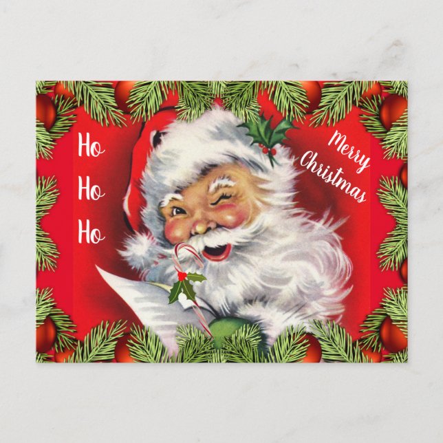 Retro Santa Claus Kids Christmas Postcard (Front)