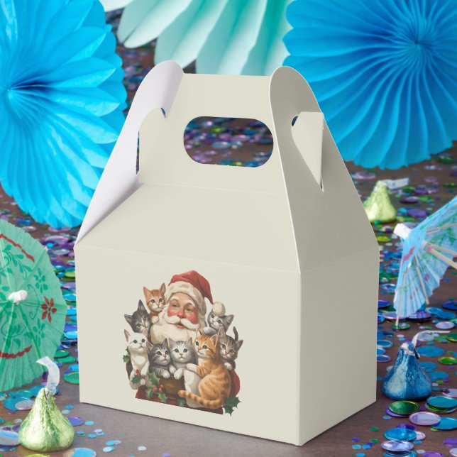 Retro Santa Claus & Kittens Christmas Winter 90s  Favour Box (Party)