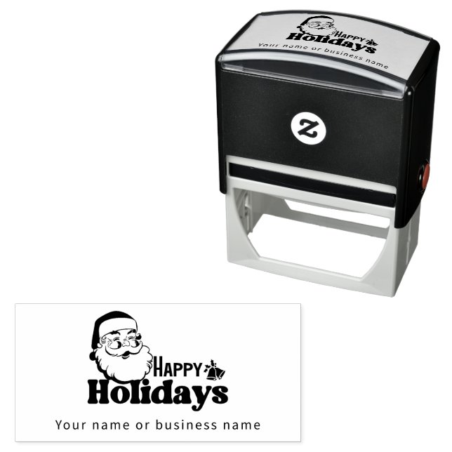 Retro Santa Claus Merry Christmas holidays Self-inking Stamp (In Situ)