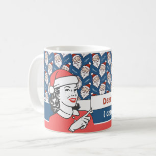 Retro Santa Claus Red White and Blue Christmas Coffee Mug