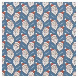 Retro Santa Claus Red White and Blue Christmas Fabric