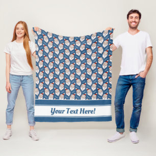 Retro Santa Claus Red White and Blue Christmas Fleece Blanket