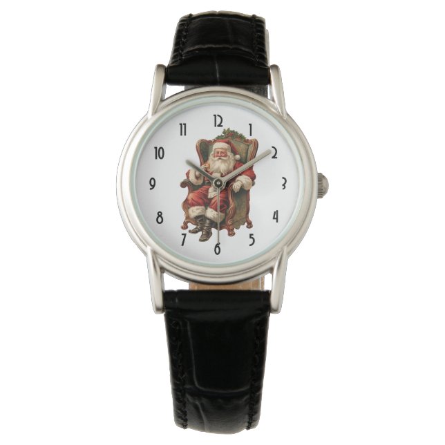Retro Santa Claus Sitting in a Chair Christmas Watch (Front)