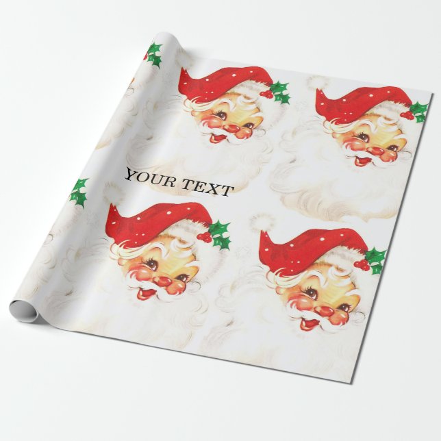 Retro Santa Claus, sweet Christmas   Wrapping Paper (Unrolled)