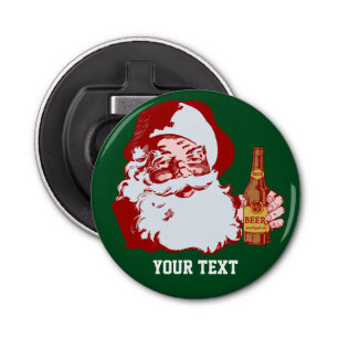Retro Santa Claus with a Beer Christmas Custom Bottle Opener