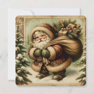 Retro Santa Claus with Gifts Invitation