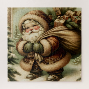 Retro Santa Claus with Gifts  Jigsaw Puzzle