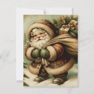 Retro Santa Claus with Gifts  Postcard