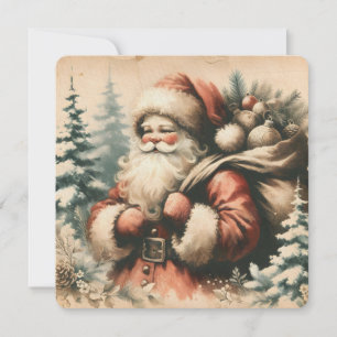 Retro Santa Claus with Ornaments Invitation