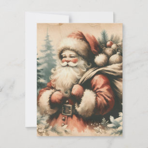 Retro Santa Claus with Ornaments Postcard