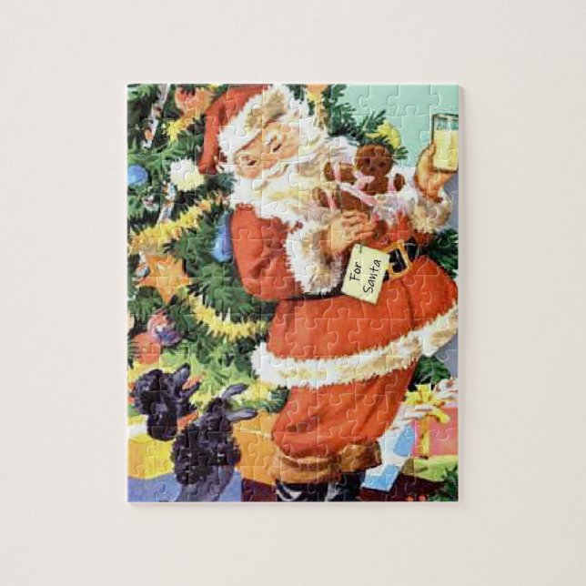 Retro Santa, Cookies and Milk, and Dancing Poodle Jigsaw Puzzle (Vertical)