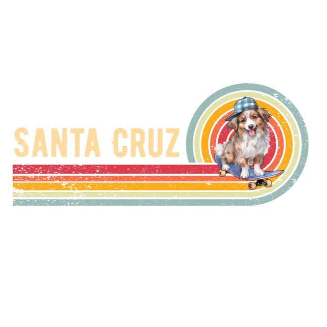 Retro Santa Cruz Australian Shepherd Skateboarder T-Shirt (Creator Uploaded)