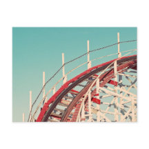 Retro Santa Cruz Boardwalk Roller Coaster Postcard