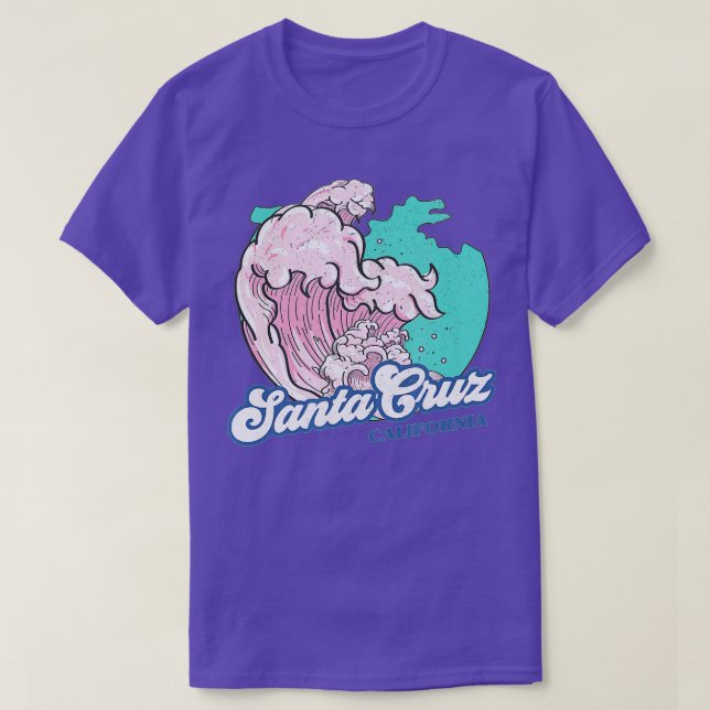 Retro Santa Cruz California Beach Surfing  T-Shirt (Design Front)