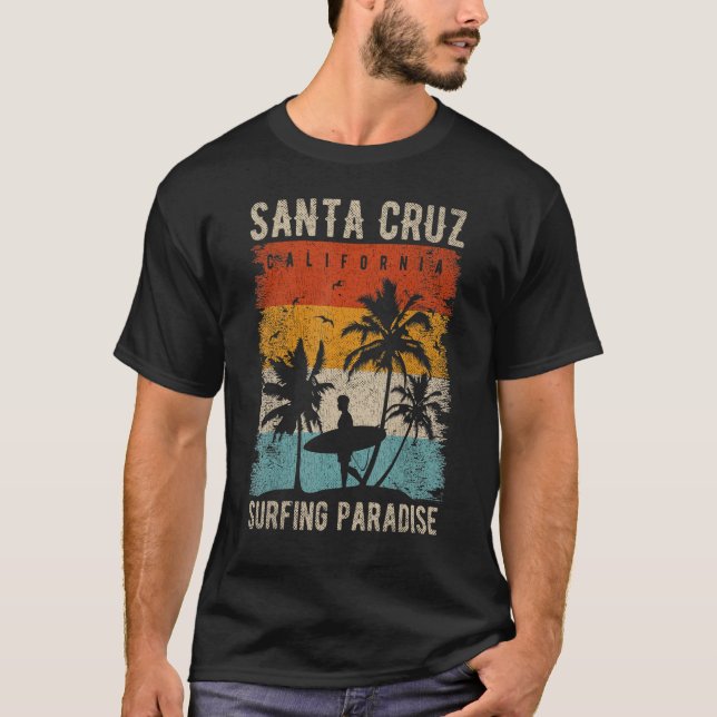 Retro Santa Cruz California Surfing Santa Cruz T-Shirt (Front)