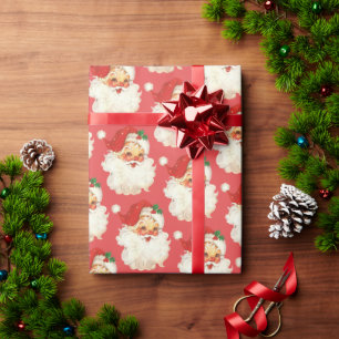 Retro Santa face Christmas wrapping paper