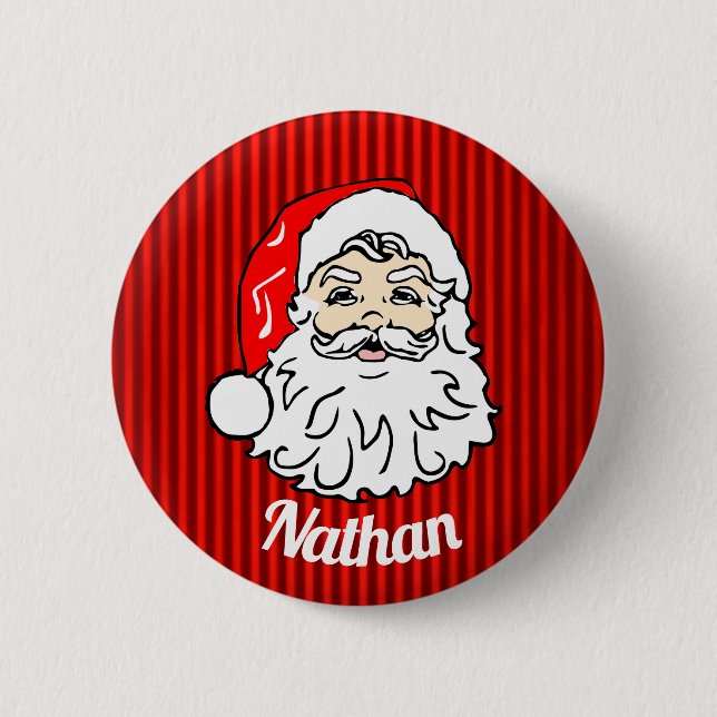 Retro Santa Face Red Personalised 6 Cm Round Badge (Front)