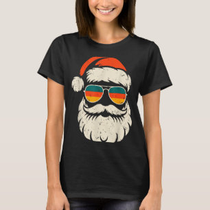 Retro Santa Face Sungles Funny Christmas Family Ou T-Shirt