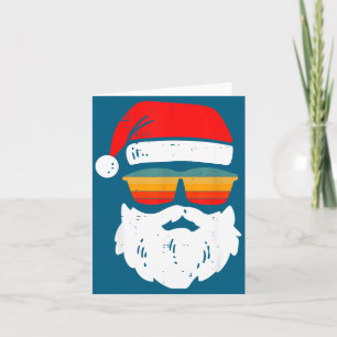 Retro Santa Face With Vintage Sungles Christmas Ho Card