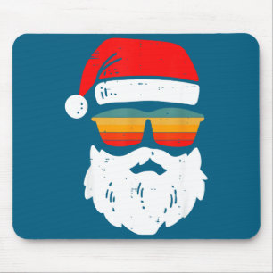 Retro Santa Face With Vintage Sungles Christmas Ho Mouse Pad
