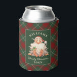 Retro Santa Family Christmas with Name and Year Can Cooler<br><div class="desc">Celebrate the Christmas holiday season with custom can cooler that include a text template for personalising with your family name and the year. This festive and fun holiday themed design has a whimsical vintage santa in long fluffy beard with a sprig of holly held between his toes. Perfect for your...</div>