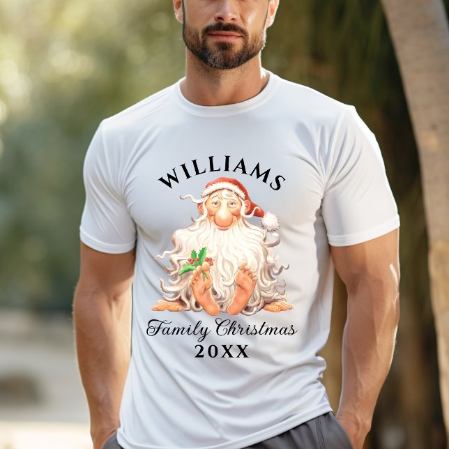 Retro Santa Family Christmas with Name and Year T-Shirt (Creator Uploaded)