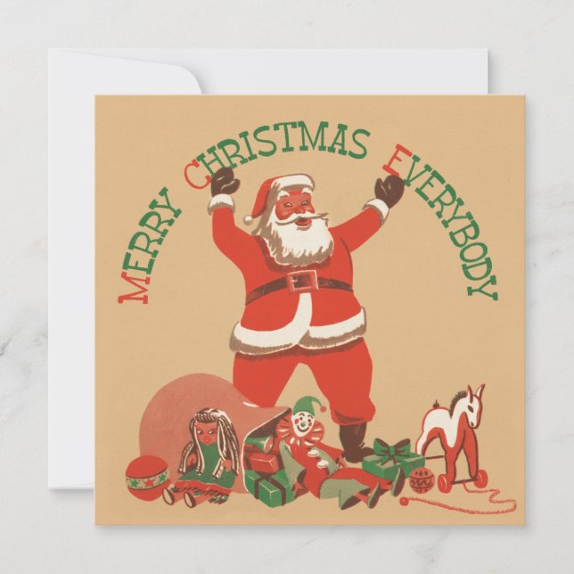 Retro Santa Flat Christmas Card (Front)