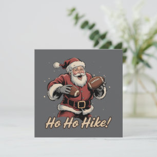 Retro Santa Football Player Ho Ho Hike Xmas Holiday Card