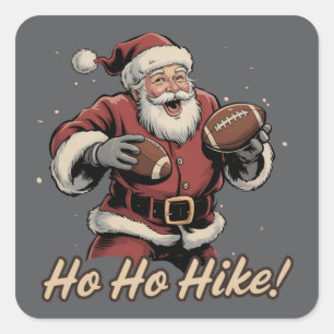 Retro Santa Football Player Ho Ho Hike Xmas Square Sticker