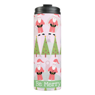 Retro Santa Fun Holiday Christmas Pattern Thermal Tumbler