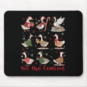 Retro Santa Goose Cute Merry Christmas Tis The Sea Mouse Pad