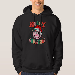 Retro Santa Hat Leopard Smile Face  Christmas Hoodie