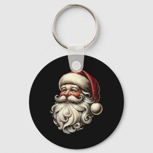 Retro Santa Head Vintage Christmas Postcard Nostal Key Ring
