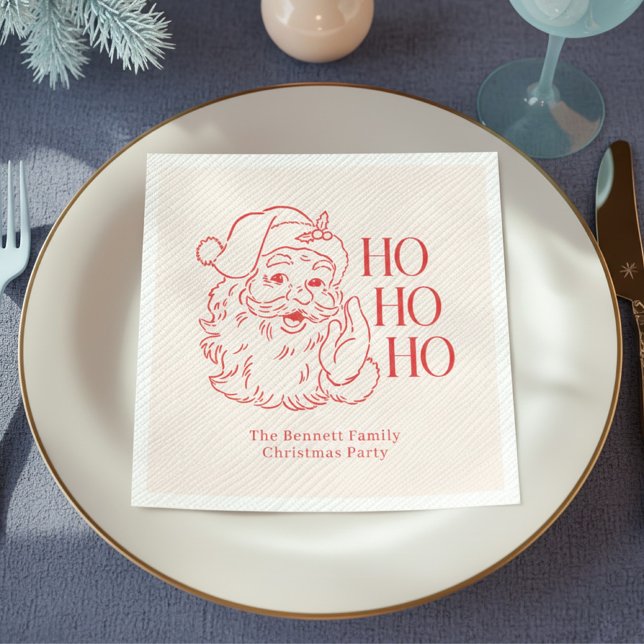 Retro Santa “Ho Ho Ho” Christmas Napkin (Creator Uploaded)
