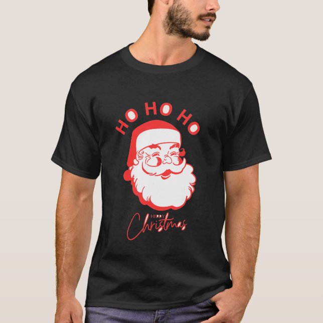 Retro Santa Ho Ho Ho Merry Christmas T-Shirt (Front)