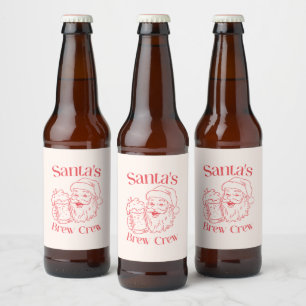 Retro Santa Holiday Beer Bottle Label