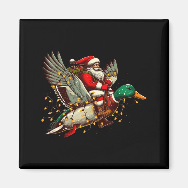 Retro Santa Mallard Duck Christmas Hunting Season  Magnet (Front)