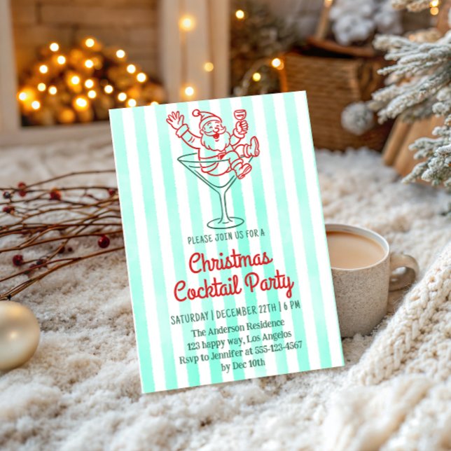 Retro Santa Martini Christmas Cocktail Party     Invitation (Creator Uploaded)