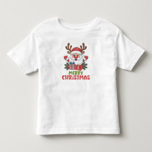 Retro Santa Merry Christmas Kids Toddler T-Shirt