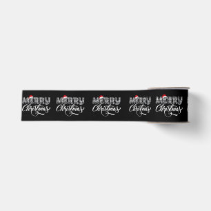 Retro Santa Merry Christmas Tree Lights Grosgrain Ribbon