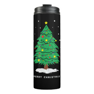 Retro Santa Merry Christmas Tree Lights Thermal Tumbler